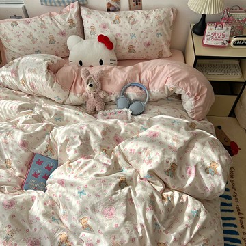 A類母嬰級床上用品四件套ins風純棉全棉床單被套床包學生宿舍三件