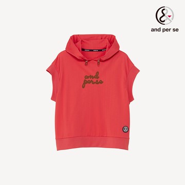 【and per se】女款橘色可愛運動風格連帽短袖連帽衫 DLU2J640