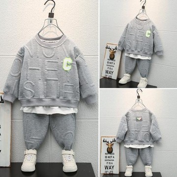 春秋男童炸街衛衣套裝2025新款童裝寶寶春裝兒童洋氣時髦兩件套潮