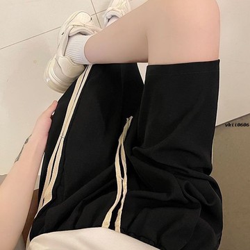 S-2XL 大尺碼短褲 五分褲 條紋運動短褲女 夏季新款美式復古高街ins百搭寬松休閑五分褲 vk