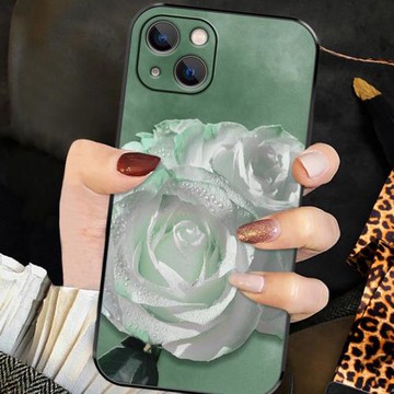 晨霧玫瑰適用蘋果14promax手機殼iPhone13新款12女11pro保護套14max高級感xs清新7plus簡約x網紅ins風xr全包8