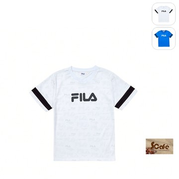 【FILA】KIDS 孩童款 吸濕排汗 圓領短袖上衣-白色 1TEY-4304-WT
