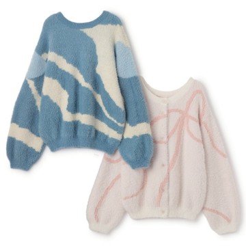 petit main 品牌旗艦店 【親子裝】長毛針織圖案開襟外套 【日本直接出貨】