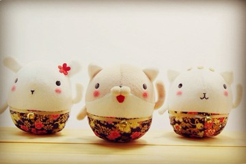 Bucute招財貓擺飾娃娃3隻一組/祈福/愛情/手工/禮物/快速到貨/新年/限量/姻緣/念佛