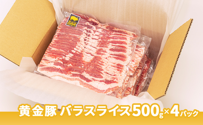 北海道 黄金豚 豚バラ スライス 500g 4パック 計2kg 伊達産 三元豚 ブランド豚 豚肉 バラ肉 お肉 小分け 肉料理 鍋料理 炒め物 大矢 オオヤミート 冷凍 送料無料