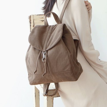 秋冬新品 燈芯絨大號後背包【可可】A4可放 輕便大容量 休閒戶外