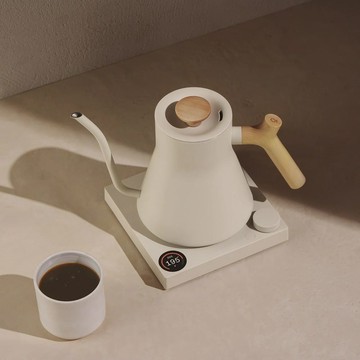 STAGG EKG PRO 電子溫控手沖壺 600ml 台灣限定 芝麻白 楓木原木手把款 EKG PRO 芝麻白