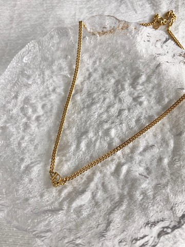 【日本直送 名牌中古包】Christian Dior 迪奧 項鍊 金色 DIOR Logo 水波紋鍊 f5ev78