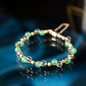 水晶手鍊【逐夢-事業順利】黃水晶綠東陵手鍊