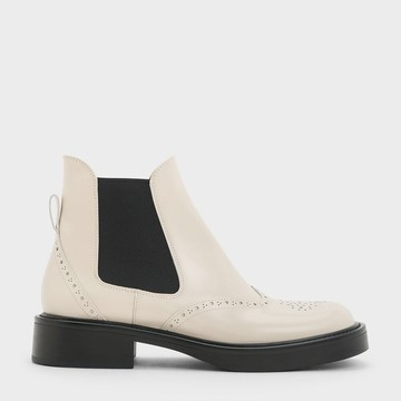 真皮雕花切爾西靴