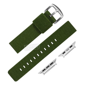 Apple Watch / 38.40.41.42.44.45mm / 蘋果手錶替用錶帶 蘋果錶帶 休閒尼龍帆布錶帶 綠色 ＃804-31-GN-S