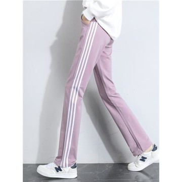 夏季運動褲女直筒高腰三條杠寬松顯瘦純棉休閑衛褲中學生外穿褲子