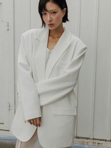 Oversized Structured Shoulder Pad Blazer