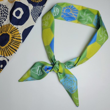 夏風 花磚 綁帶式髮帶 領巾 原創設計