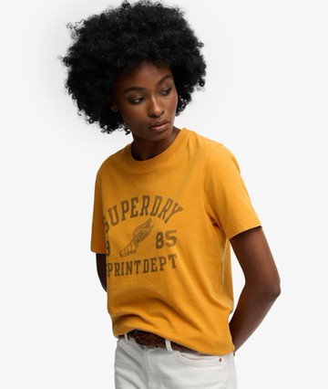 Superdry Women's Vintage Prep T-shirt Gold Size: 8