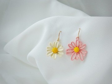 夢夢花朵 - 耳針 日系清新 鍍銀合金 樹脂 春天 浪漫 微風