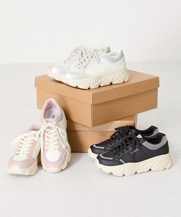 金蔥異材拼接厚底運動鞋 (OT3741)