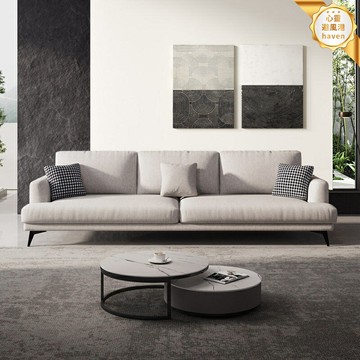 【全拆洗亞麻】布藝沙發 四人位沙發 小戶型沙發 直排沙發 客廳沙發 簡約現代設計 可拆洗布套 高密度海綿 吉斯傢俱