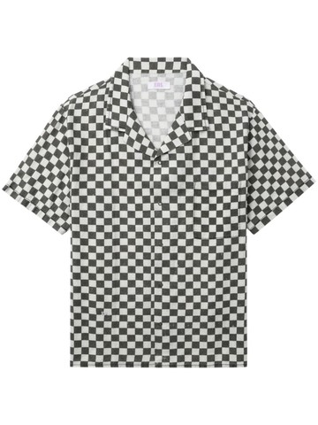 ERL - checked short-sleeve shirt - men - Linen/Flax/Cotton - L - White