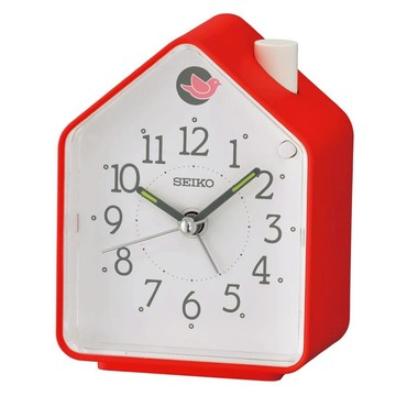 seiko SK037 精工鐘 (QHP010R) 可選式鬧鈴滑房屋造型鳥鳴鬧鐘(紅色)/11.1*8.6*6.2 cm｜樂天全館特惠中★指定刷卡回饋10%