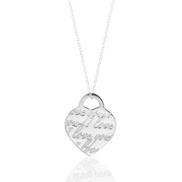 二手品 Tiffany&Co. 蒂芙尼 我愛你刻字大愛心 925純銀項鍊