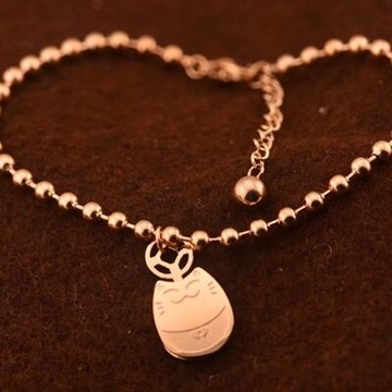 現貨+預購 玫瑰金手鍊 純銀手環-可愛招財貓流行母親節生日情人節禮物女飾品71ah28【獨家進口】【米蘭精品】