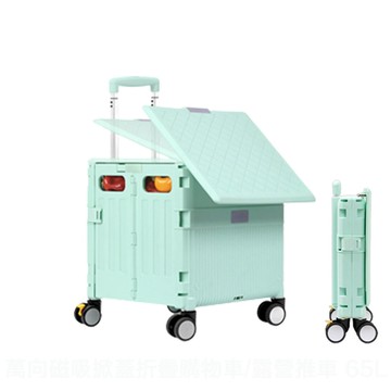 Viita 蜂巢加固升級大容量萬向磁吸掀蓋折疊購物車/露營推車 65L綠