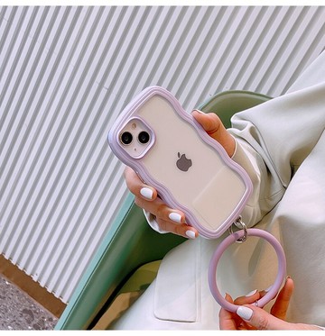 簡約紫適用iPhone13手機殼蘋果11圓環手提12透明小蠻腰x/xr女xs軟