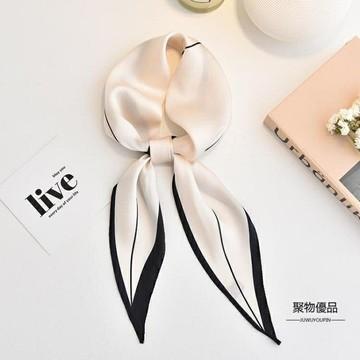 春夏細窄長條簡約小絲巾女菱形圍巾百搭裝飾小領巾搭西裝【聚物優品】