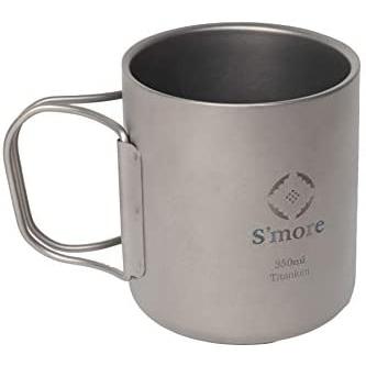 S'more(スモア) Titanium mug double チタンマグ マグカップ チタン コップ チタンコップ(SILVER 450ml)