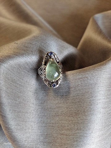 天然 葡萄石 戒指 尼泊爾 手工製 925純銀