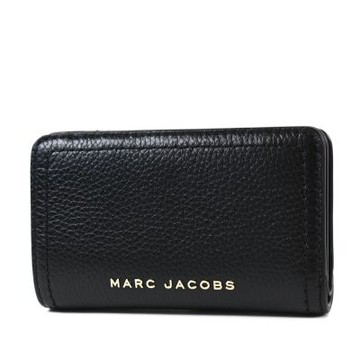 MARC JACOBS 荔枝紋皮革釦式中夾-黑色