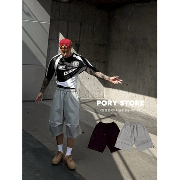 【PORY STORE】獨家！重磅❗️韓系立體壓褶七分褲 棉短褲 棉褲 挺版 實拍 百搭 男生 休閒短褲 運動短褲