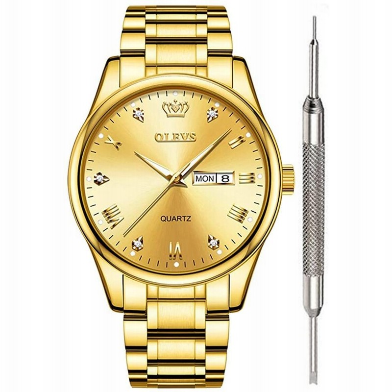 Olevs クラシック腕時計 メンズ アナログクォーツウォッチ レザー ステンレススチール 頑丈な防水腕時計 ローマ数字 ユニークなカレンダー 日付 ビジネス腕時計 通販 Lineポイント最大get Lineショッピング