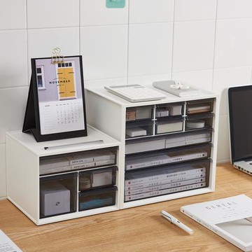 辦公桌文件夾桌面化妝品收納盒塑料儲物辦公室抽屜式整理盒置物架