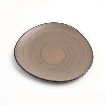 WAGA 原岩渦跡 21.8CM 不規則陶瓷盤｜棕黑｜單品