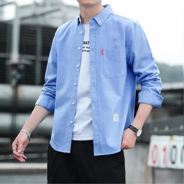 春秋季新款工裝襯衫男長袖韓版潮流帥氣寬松襯衣男士休閑百搭外套