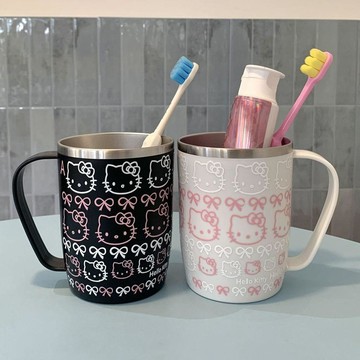 ✨臺灣寄出✨304不鏽鋼情侶漱口杯不發黴家庭洗漱杯雙層加厚防摔刷牙杯帶手柄