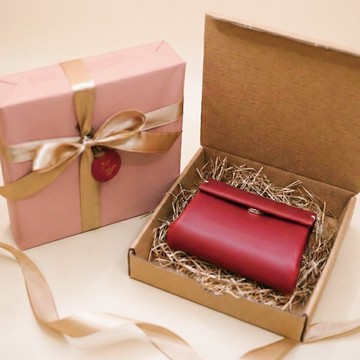【情人節限定禮盒】簡約風琴式小皮夾/錢包 真皮女短夾