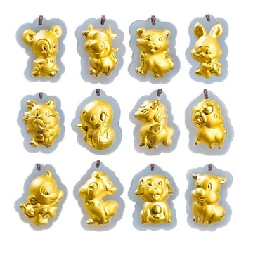 童樂繪金飾 12生肖千足金和田玉項鍊-卡通版 彌月 生日 金飾