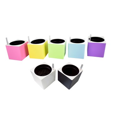 【蔬菜工坊】仿瓷水立方儲水花盆套組-5個/組(附水位測定計)(共7色可選)白色