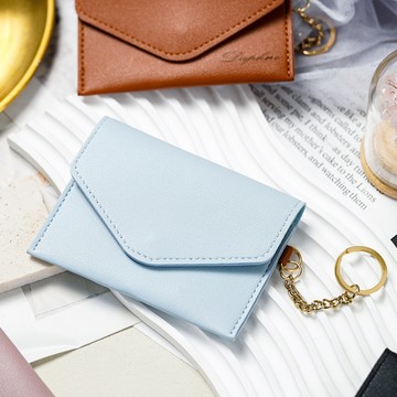 【BRAVOMART】馬卡龍輕奢卡扣PU皮 鑰匙圈卡包 皮夾 卡夾 女夾