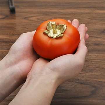 【銅玨優選】銅柿子擺件辦公室黃銅桌擺新中式家居書房銅擺件創意