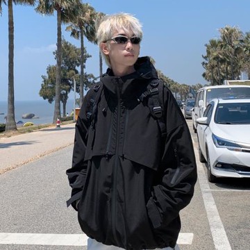 戶外沖鋒衣外套男春秋新款潮流高級感痞帥機能夾克青少年連帽上衣