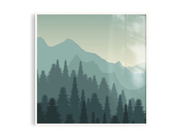 綠光1丨插畫/掛畫/海報/台灣製/原木畫框/尺寸可客製