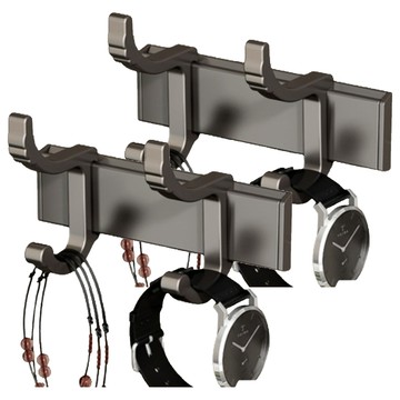 HOUDER 太空鋁活動排鉤 2勾  2個  槍灰色