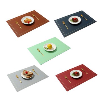 北歐方形雙面皮革餐墊-素色(顏色隨機) [大買家]