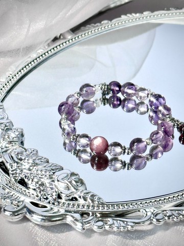 紫云花幻水晶設計手鍊 - 巴西紫水晶、彩虹螢石、紫鋰雲母
