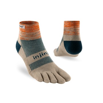 INJINJI Trail野跑避震吸排五趾短襪(沙丘)-NAA3685 厚底防震 運動員推薦 馬拉松襪 五趾襪