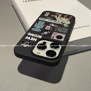 享受時間插畫pc適用蘋果15promax手機殼iphone13/12全包11個性軟
